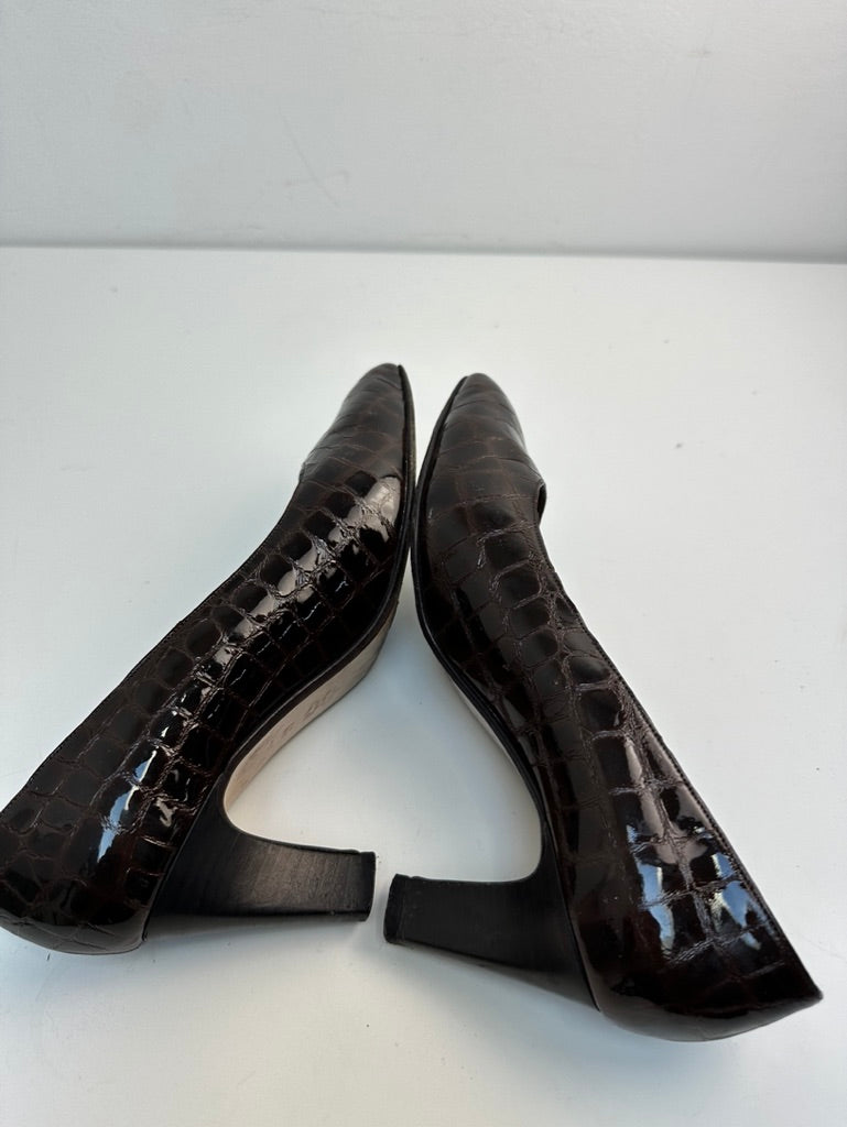 Bally kroko leder donkerbruine pumps maat 37,5