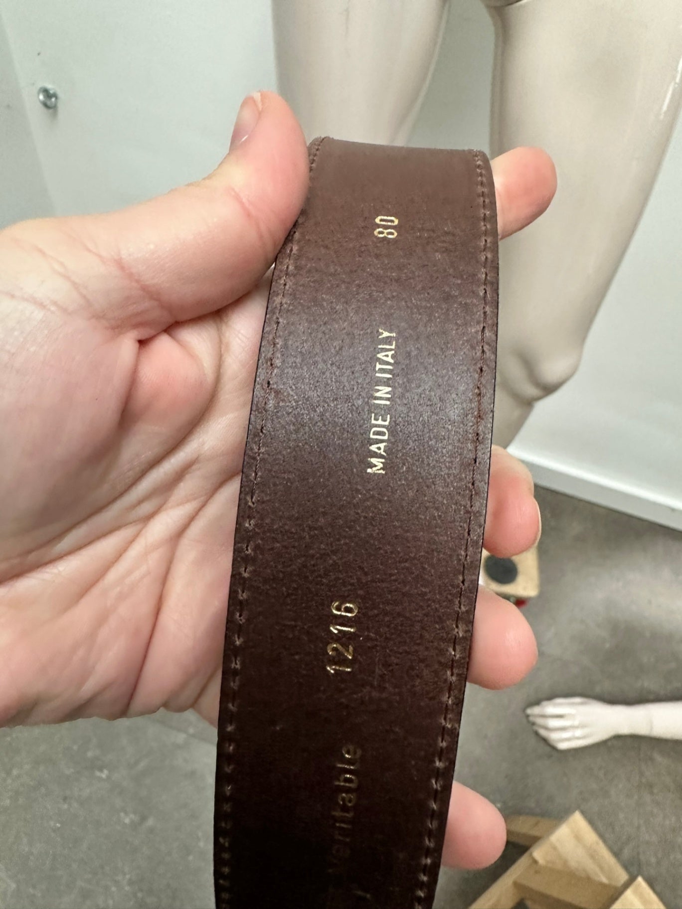 Vintage riem maat 80 cm bruin leder