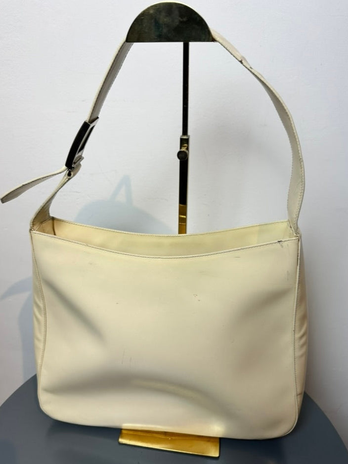 Prada vintage schoudertas crème leder