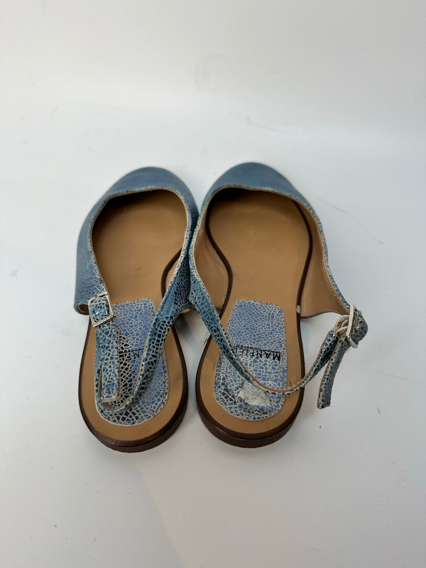 Manfield blauw metallic slingback ballerina's maat 36