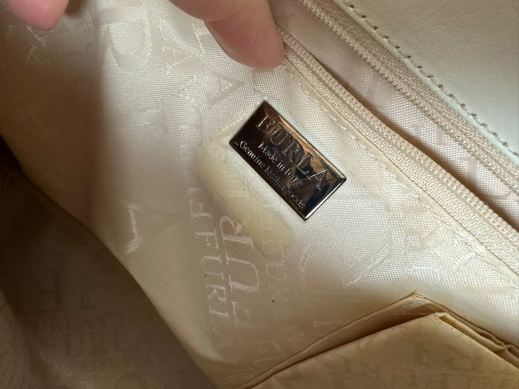 Furla Handtas vintage 90s leder crème
