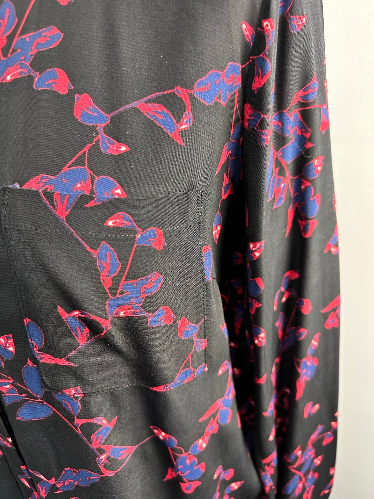 Modström zwarte gebloemde blouse maat S