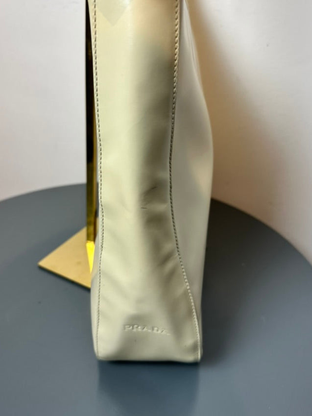 Prada vintage schoudertas crème leder