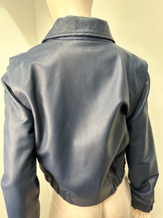 Caroline Biss blauw leren bomberjack maat 36