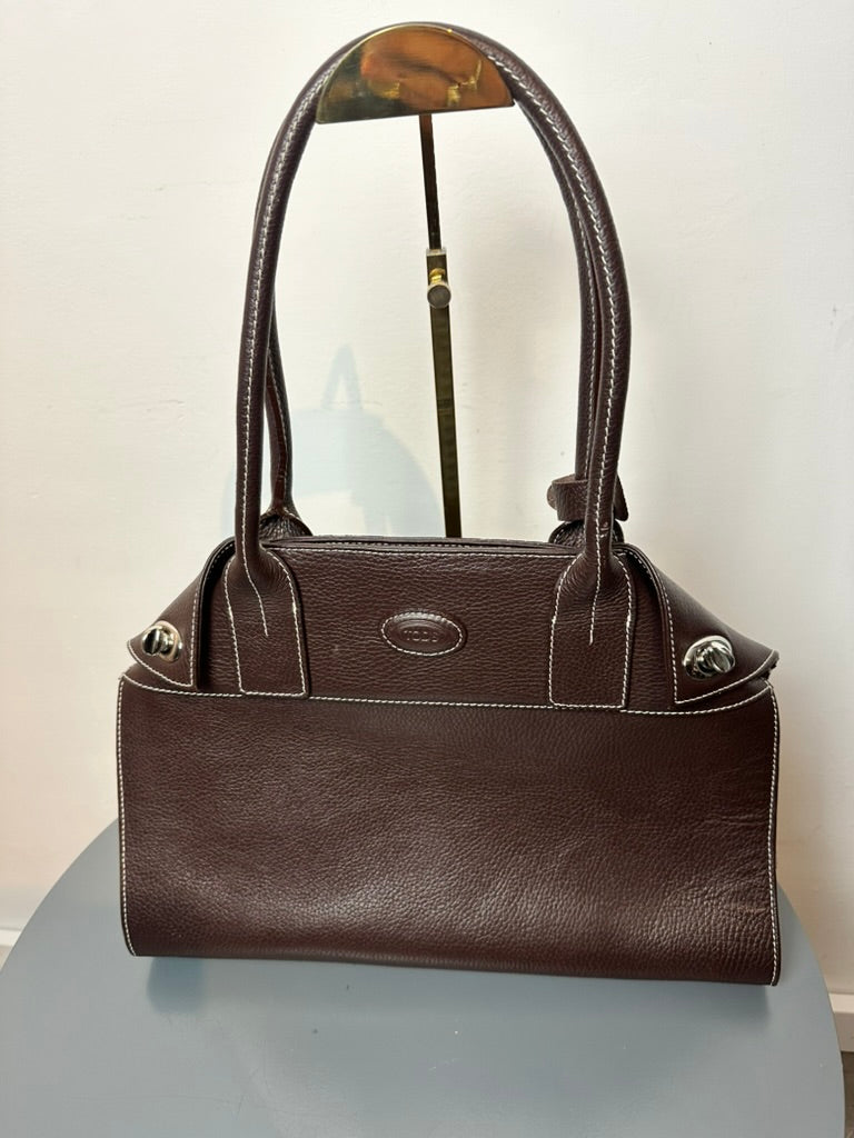 Tod's Handtas chocoladebruin van leder