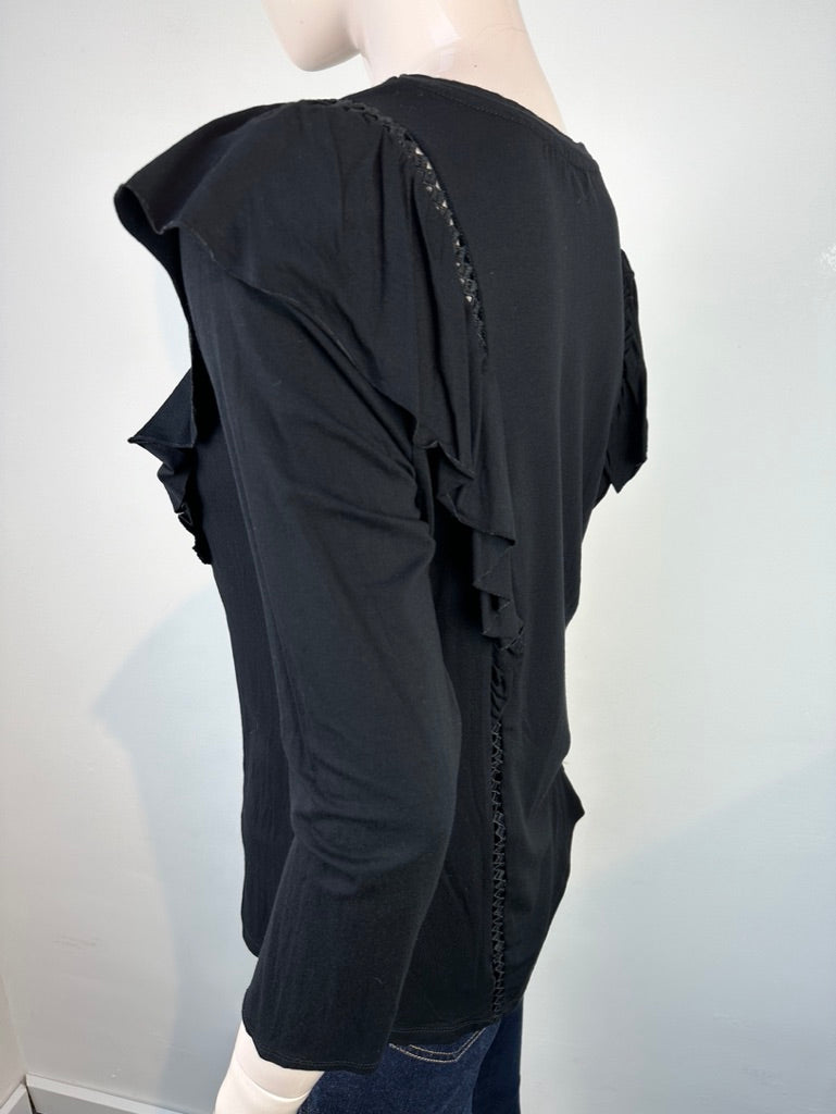 Revelation zwarte top met ruffle maat M
