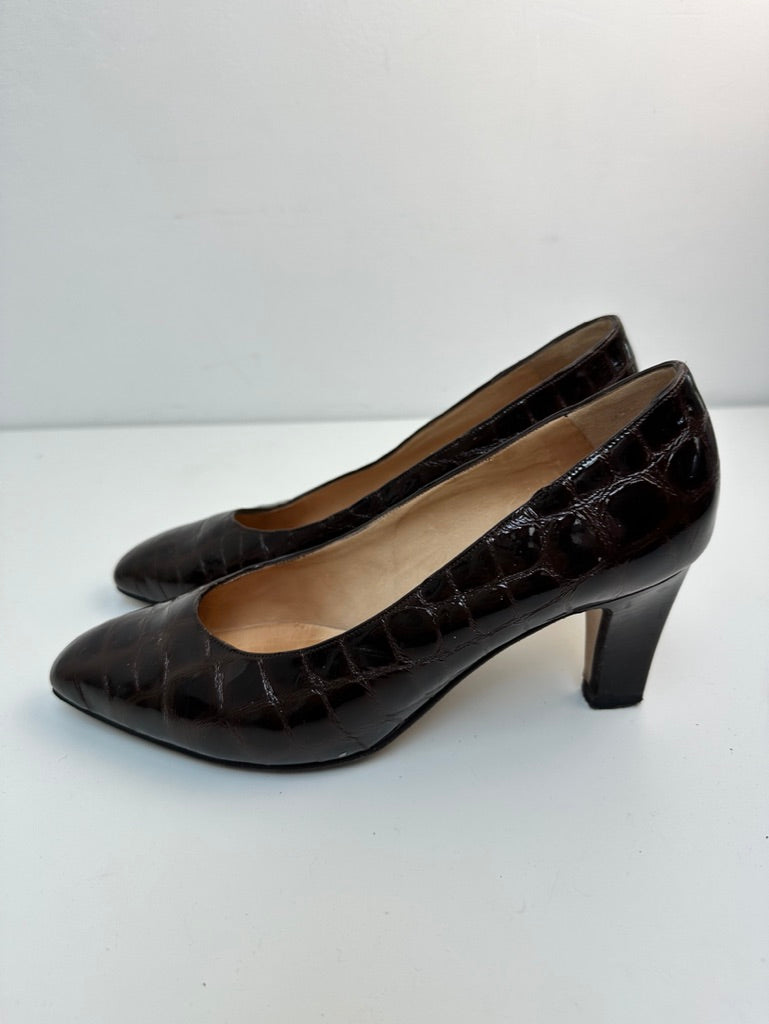 Bally kroko leder donkerbruine pumps maat 37,5
