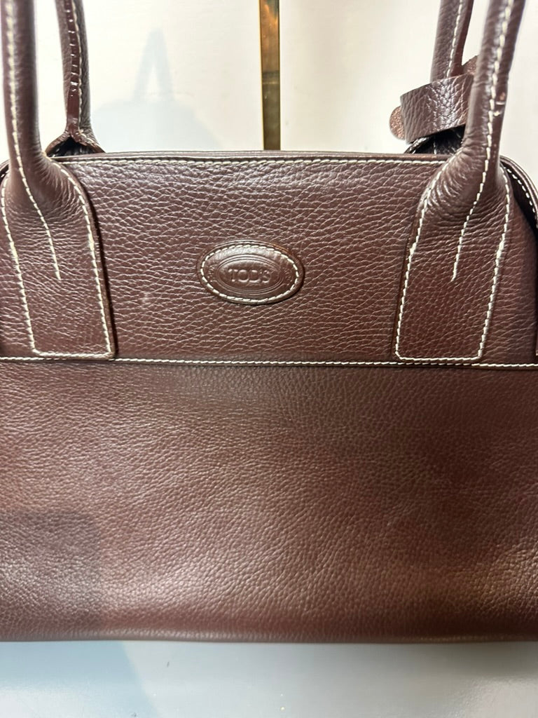 Tod's Handtas chocoladebruin van leder