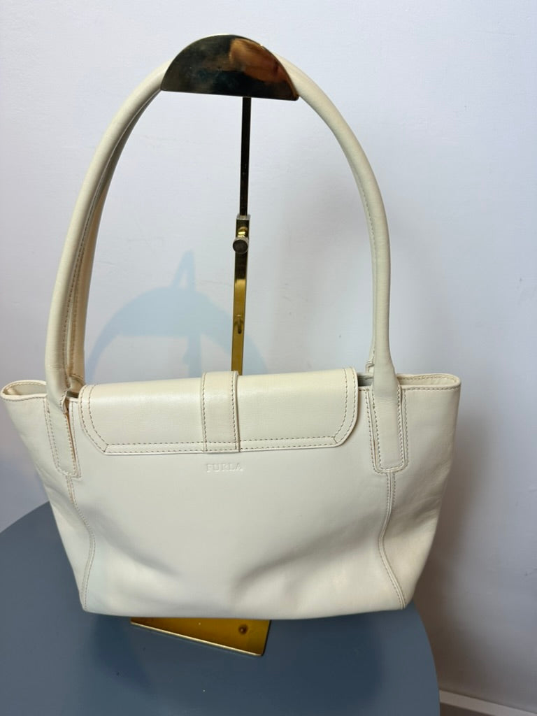 Furla Handtas vintage 90s leder crème