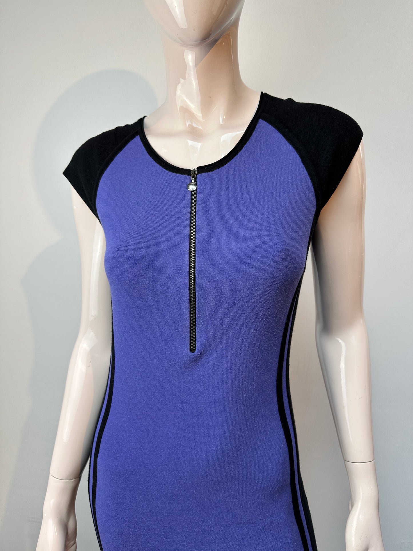 Marc Cain bodycon jurk zwart/paars maat M
