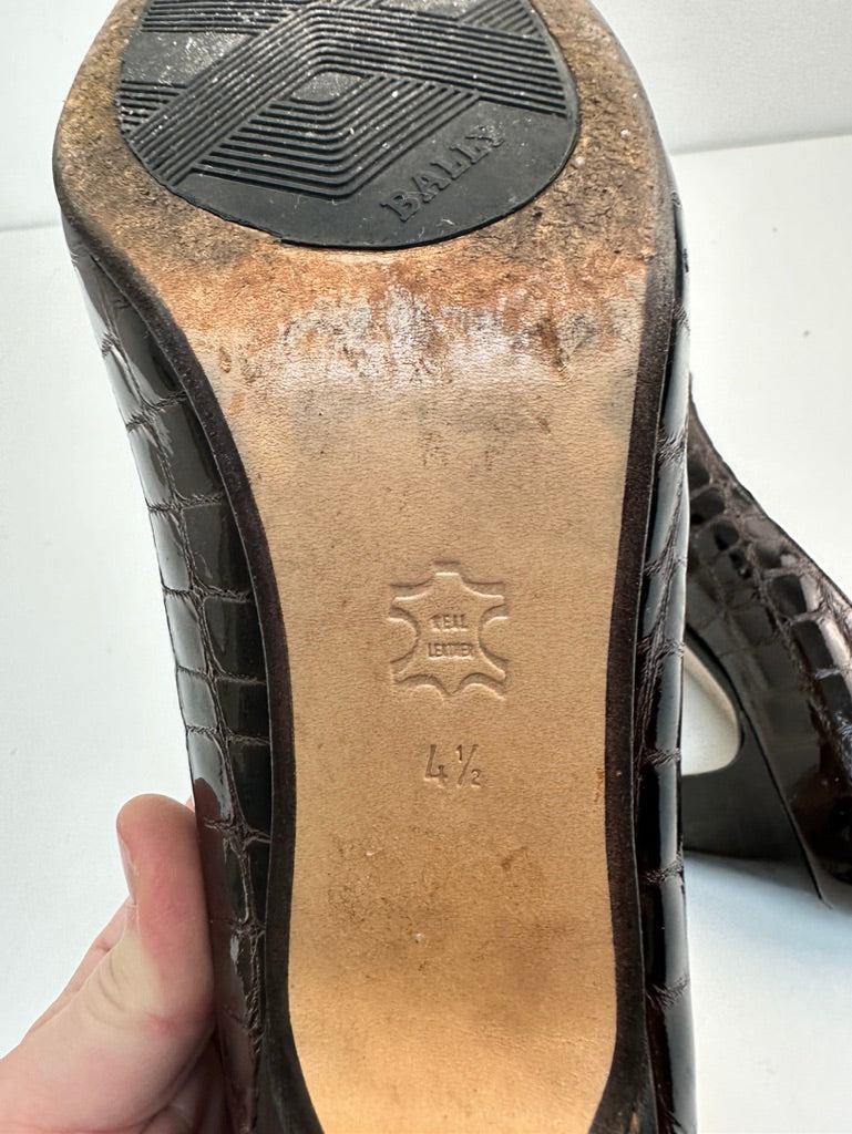 Bally kroko leder donkerbruine pumps maat 37,5