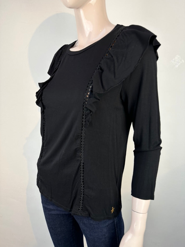 Revelation zwarte top met ruffle maat M
