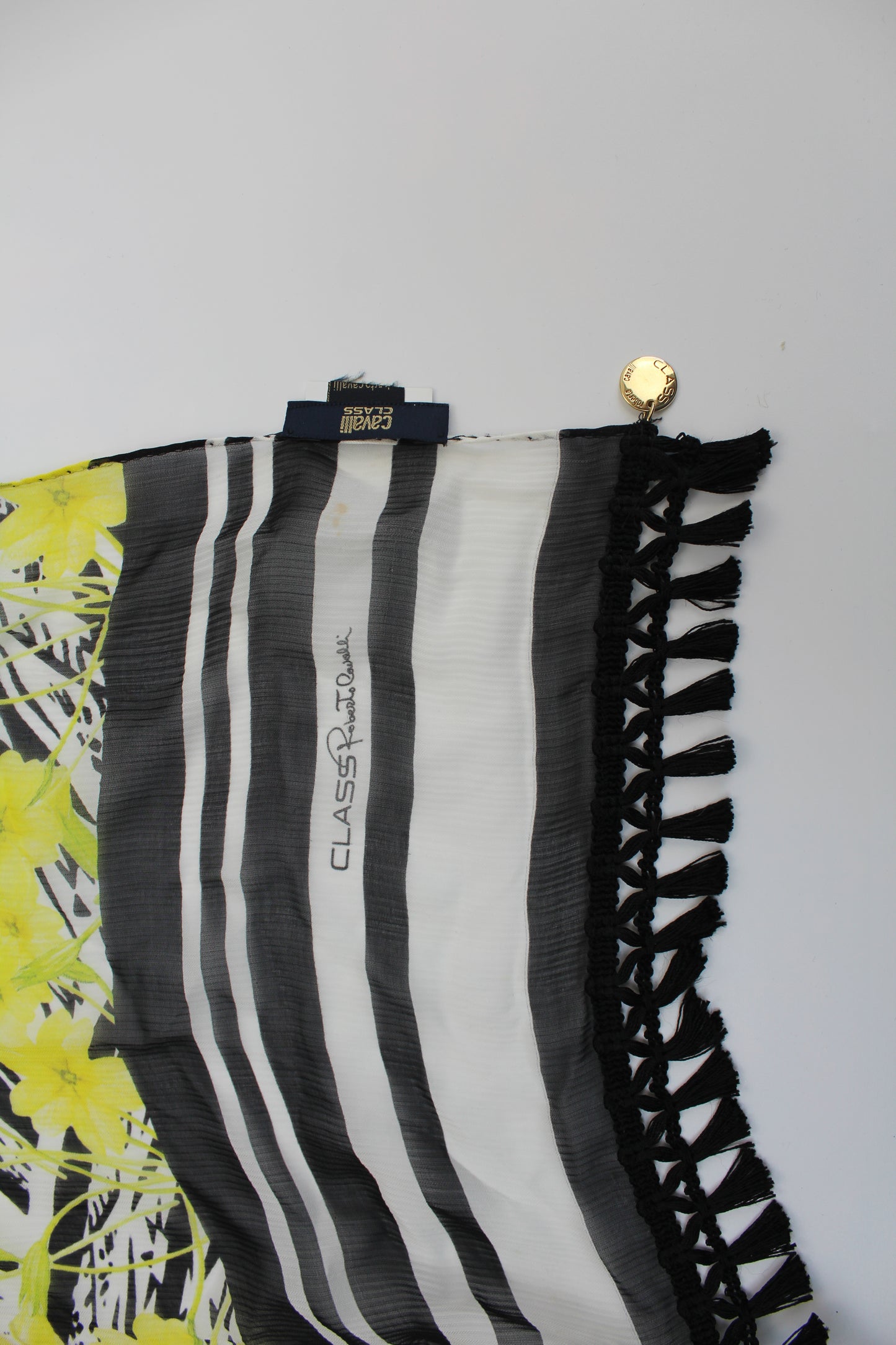 Cavalli sjaal zwart/wit gebloemd