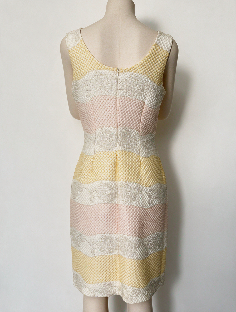 Sandro Ferrone - Jurk - pasteltinten, banenpatroon, mouwloos - XL