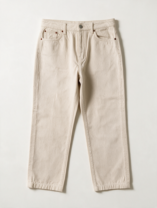 COSTES - Jeans - crème, hoge taille, rechte pijp -w28