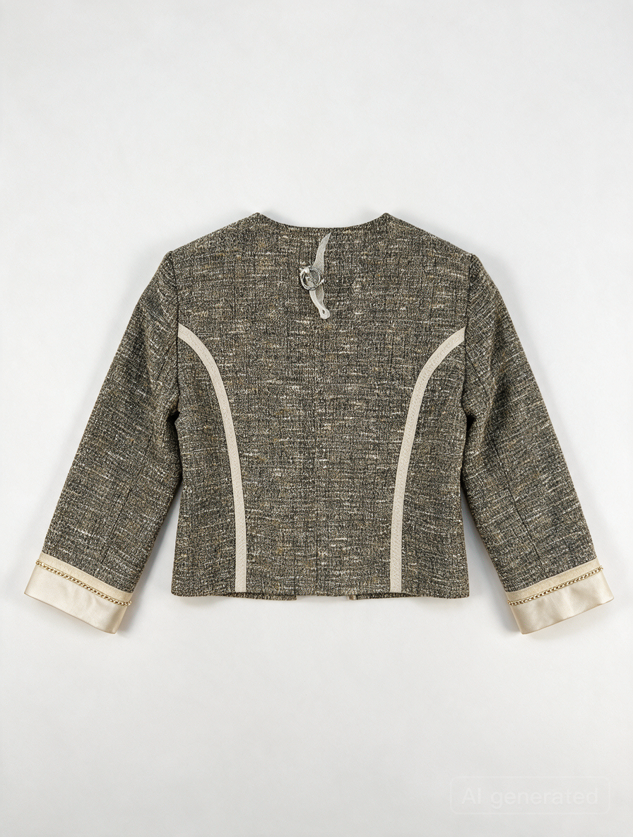 Blugirl Folies - Jas - gemêleerde tweed, goudkleurige accenten, getailleerd - M