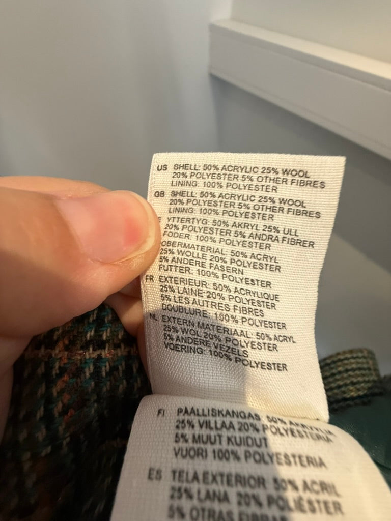 H&M - Blazer - groen/bruin geruit, enkelknoopsluiting, getailleerd - XL