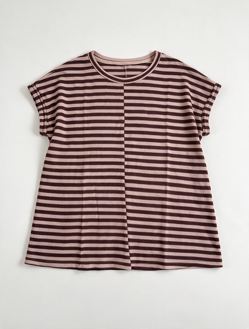 ARMEDANGELS - T-shirt - gestreept, bruin en roze, ronde hals - M