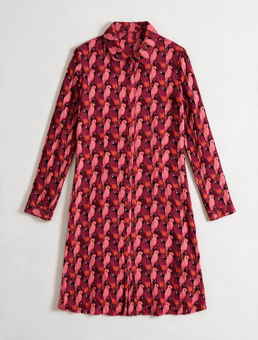 Fabienne Chapot - Jurk - meerkleurig, papegaaienprint, knoopsluiting - M