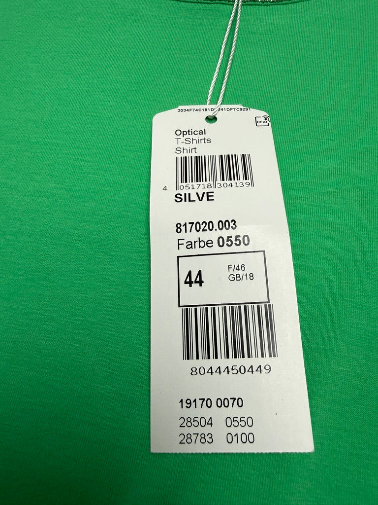 Basler Dames T-Shirt Groen – Luxe Basic Shirt met Strass Halslijn – Maat 44 – Nieuw met Labels