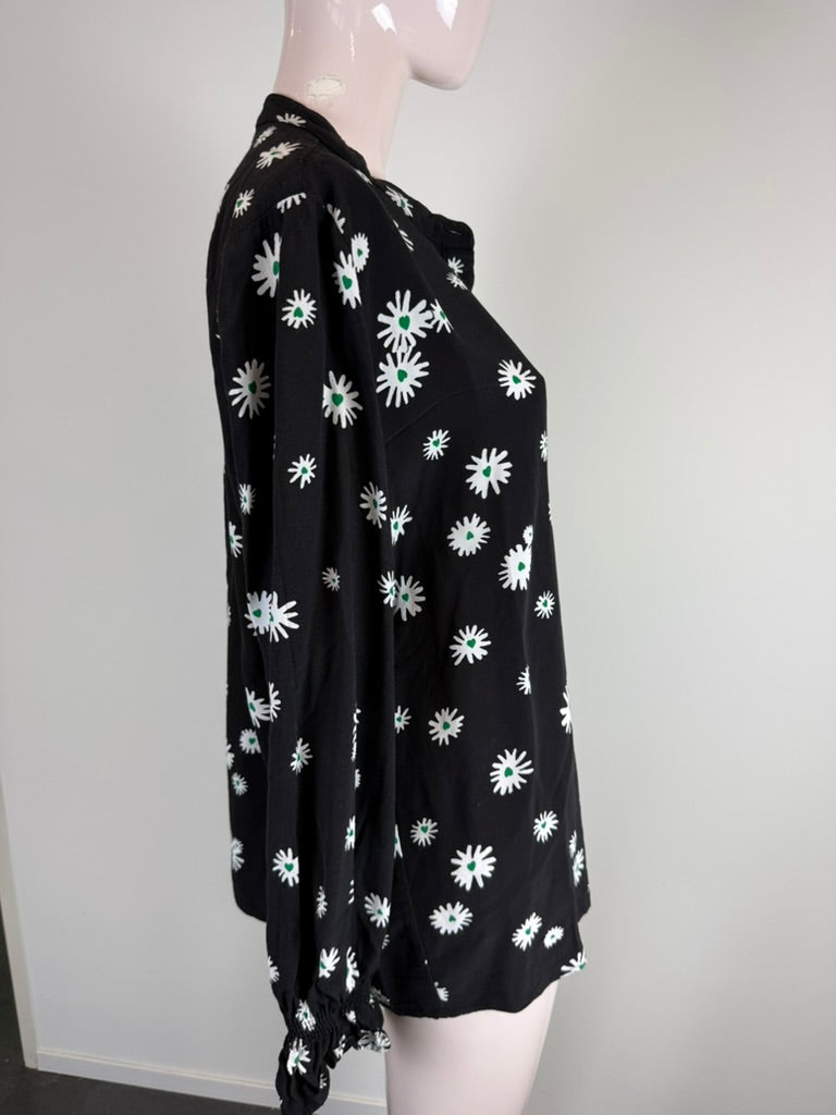 Fabienne Chapot - Blouse - zwart, madeliefjesprint, lange mouw - L