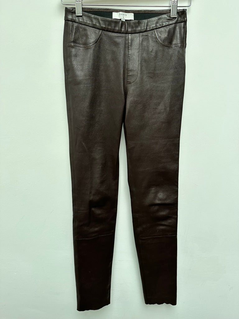 DANTE 6 - Broek - zwart lamsleer, elastische tailleband, zonder sluiting maat XS