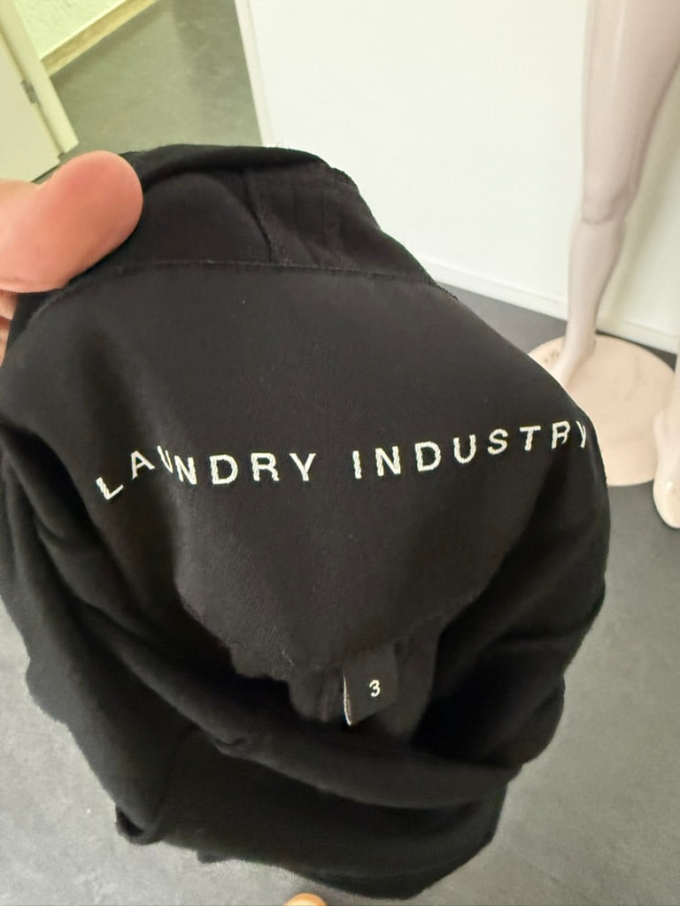 LAUNDRY INDUSTRY - Jurk - zwart, contraststrook met knopen, korte mouw maat M