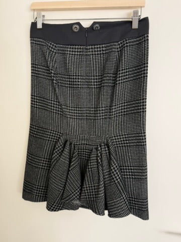 KENZO - Rok - ruitpatroon, zwart/wit/grijs, metalen knopen - S