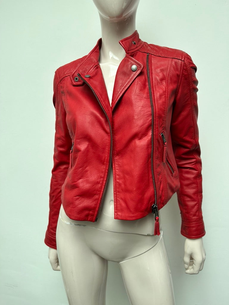 Hilfiger Denim - Jas - rood, leer, bikerstijl - XS