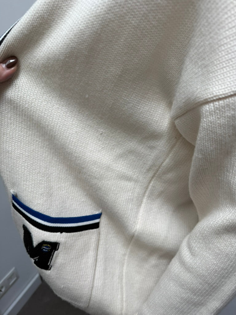 Maje - Vest - crème, open voorkant, contrastbiezen - maat S