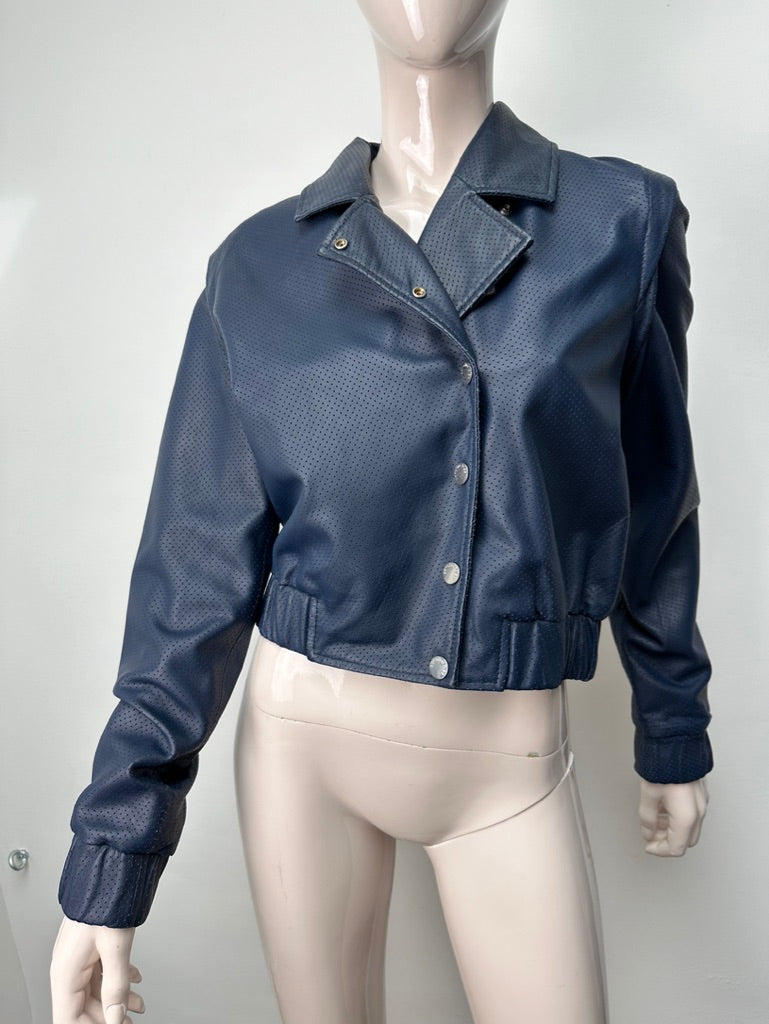 Caroline Biss blauw leren bomberjack maat 36