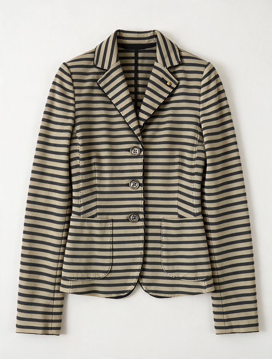 Blonde No.8 - Blazer - gestreept, beige en blauw, drie knopen - S