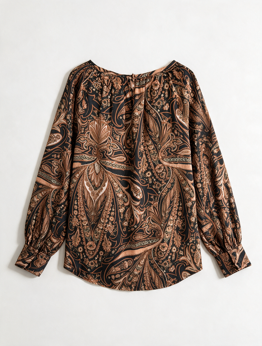 Richard Allan x H&M - Blouse - paisleyprint, glanzende stof, lange mouwen - S