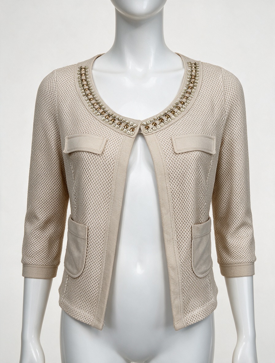 AIRFIELD - Vest - lichtbeige, opengewerkt mesh, zonder sluiting - S