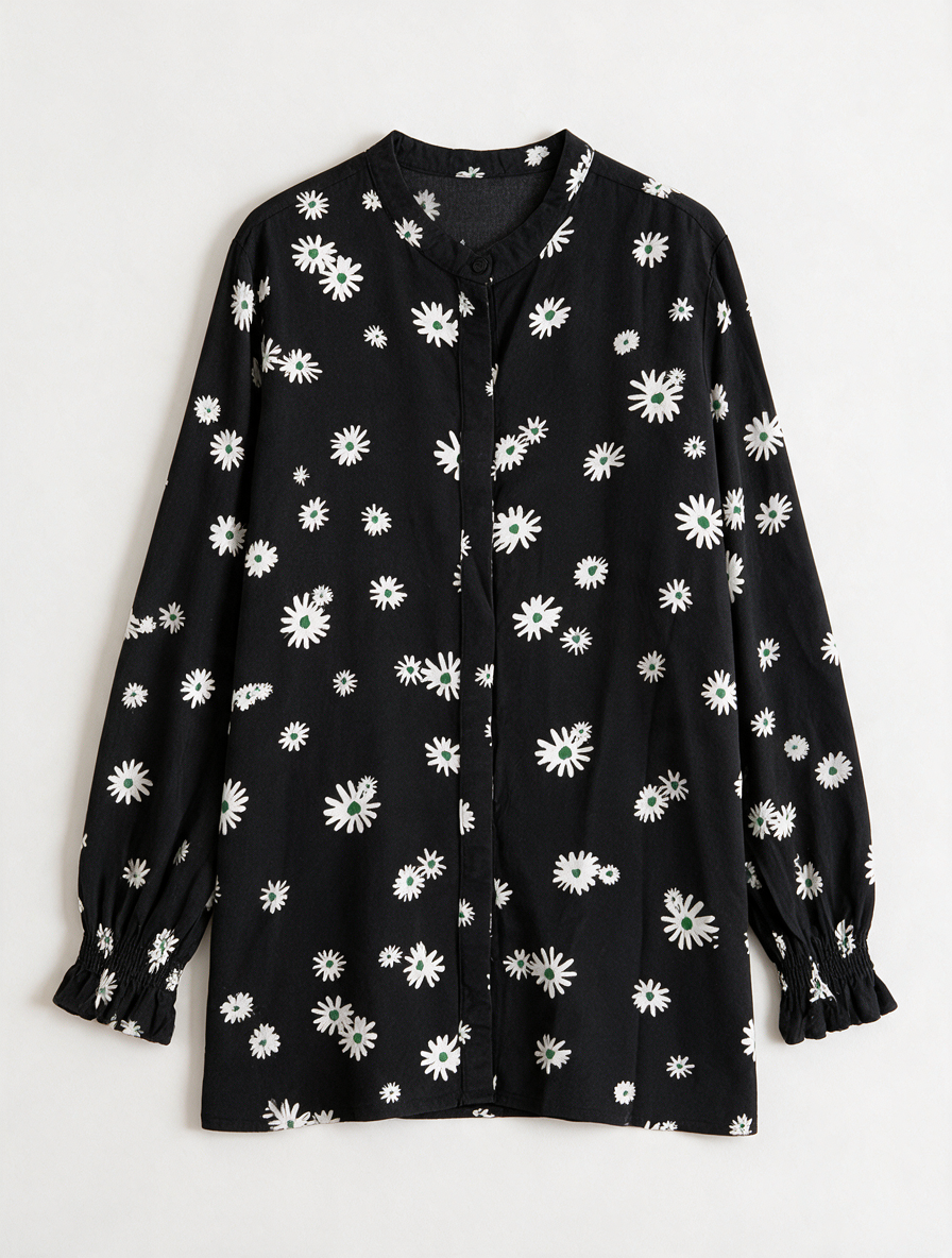 Fabienne Chapot - Blouse - zwart, madeliefjesprint, lange mouw - L