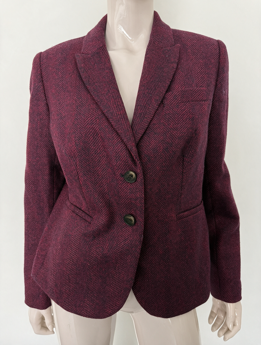 Boden - Blazer - bordeaux, visgraatpatroon, 2-knoops sluiting - M