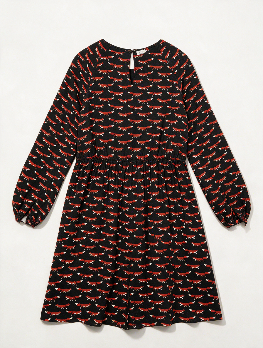 ESSENTIEL ANTWERP - Jurk - zwart, vosjesprint, knoopsluiting achter - S