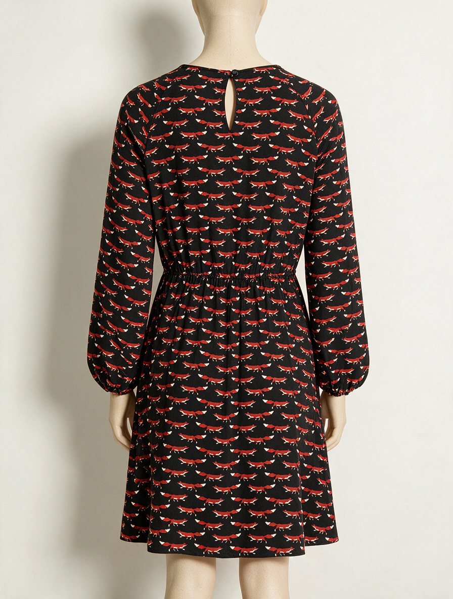 ESSENTIEL ANTWERP - Jurk - zwart, vosjesprint, knoopsluiting achter - S