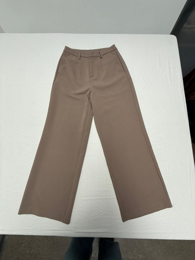 AMÉLIE & AMÉLIE - Broek - taupe, hoge taille, wijde rechte pijp - M