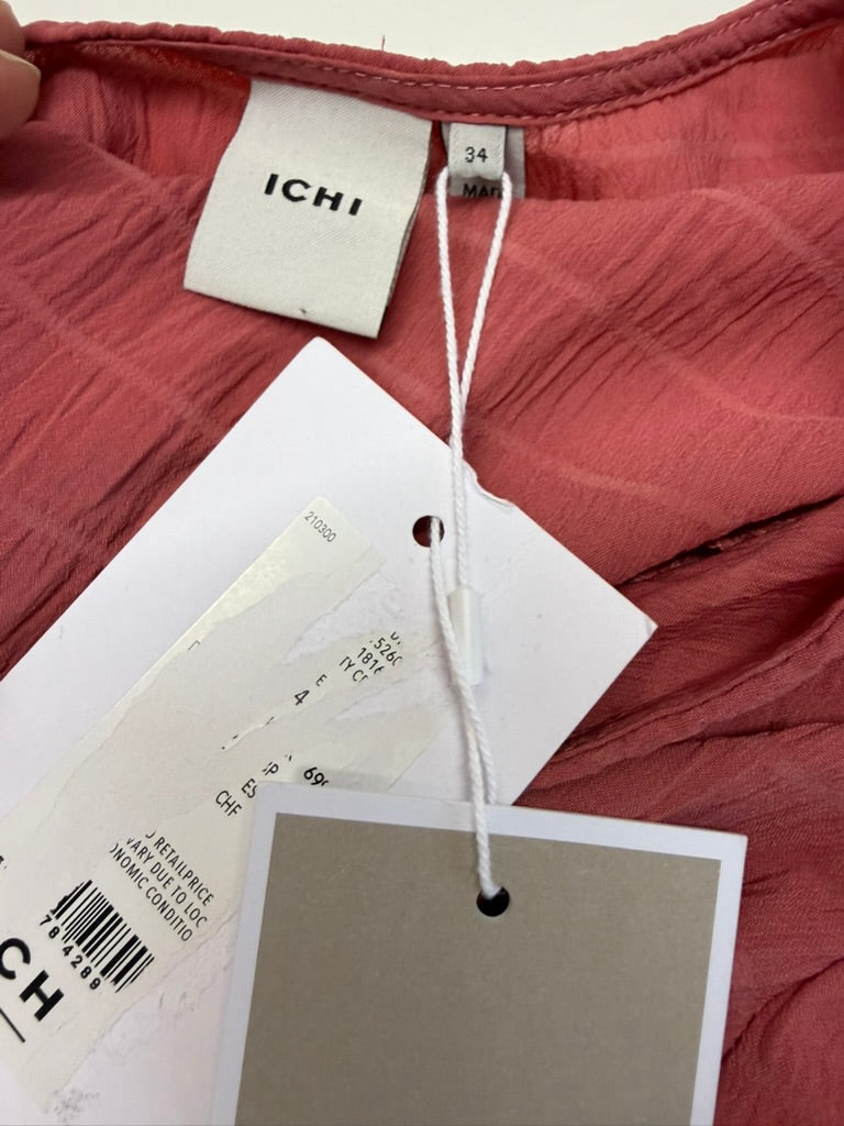 ICHI - Jurk - roze, wikkelmodel, V-hals - XS