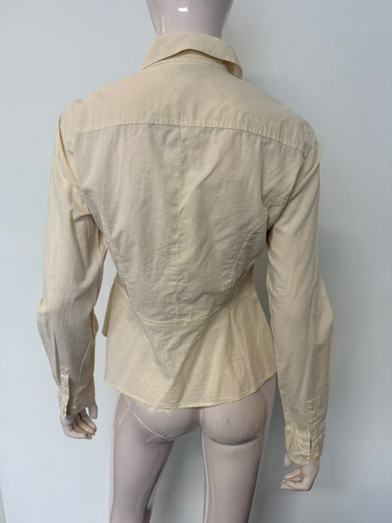 SPORTMAX CODE - Blouse - beige, decoratieve stiksels, knoopsluiting maat 36