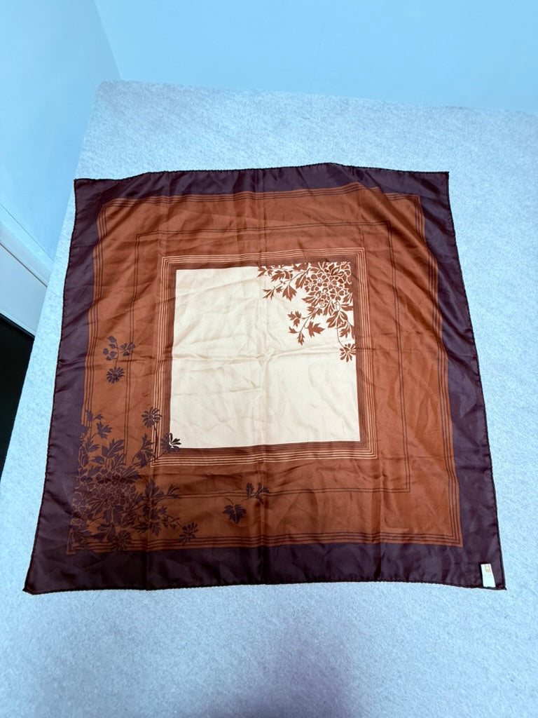Vintage Texture Sjaal 78 x 78 cm – Bruine Bloemenprint Vierkante Sjaal Made in Italy