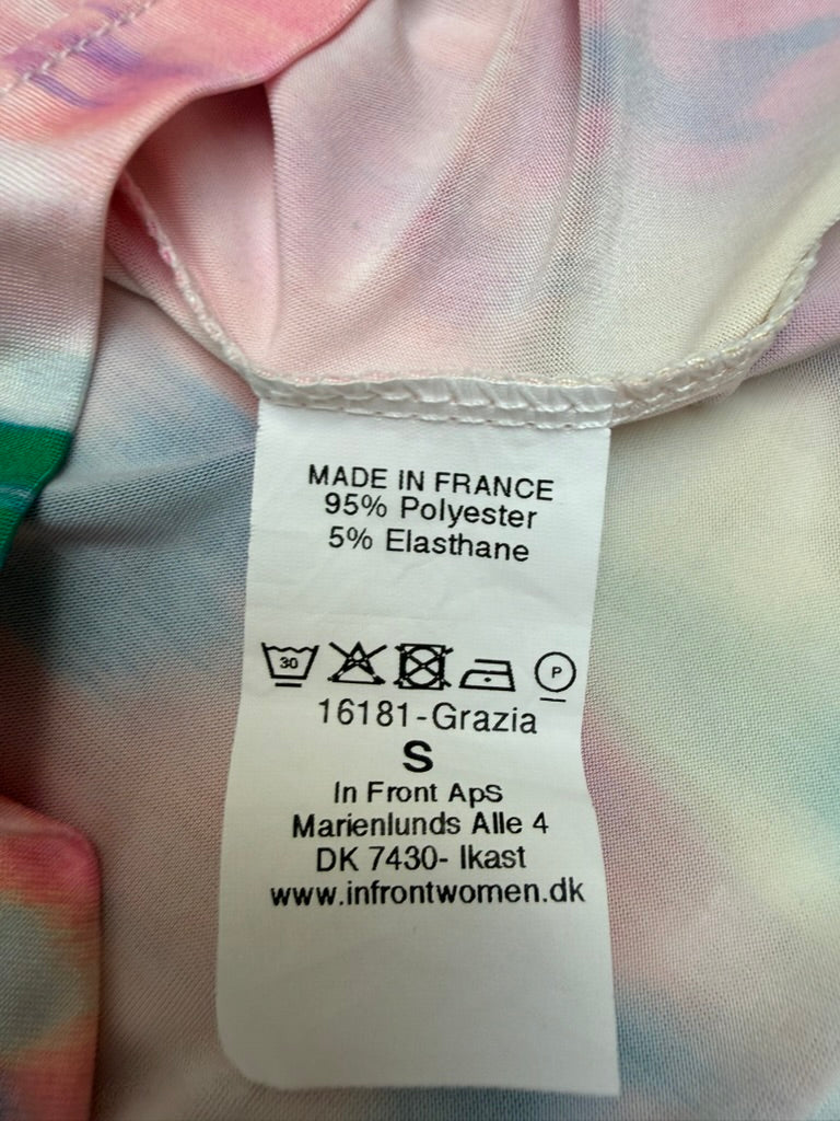 IN FRONT - Blouse - meerkleurig, abstract bloemenpatroon, halflange mouwen - S