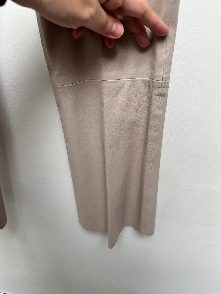 Dante6 - Broek - beige, stretchleer, uitlopende pijpen