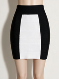 BCBGMAXAZRIA - Rok - zwart-wit, contrasterend paneel voor, hoge taille - S