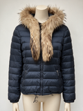 WEEKEND MaxMara - Jas - blauw, gewatteerd, afneembare bontkraag - L
