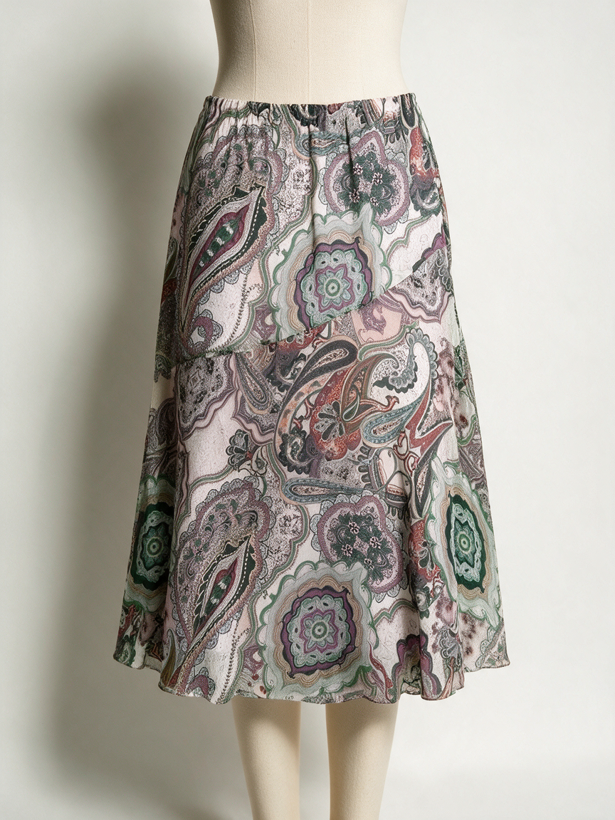 GERRY WEBER - Rok - paisleyprint, A-lijn, elastische tailleband