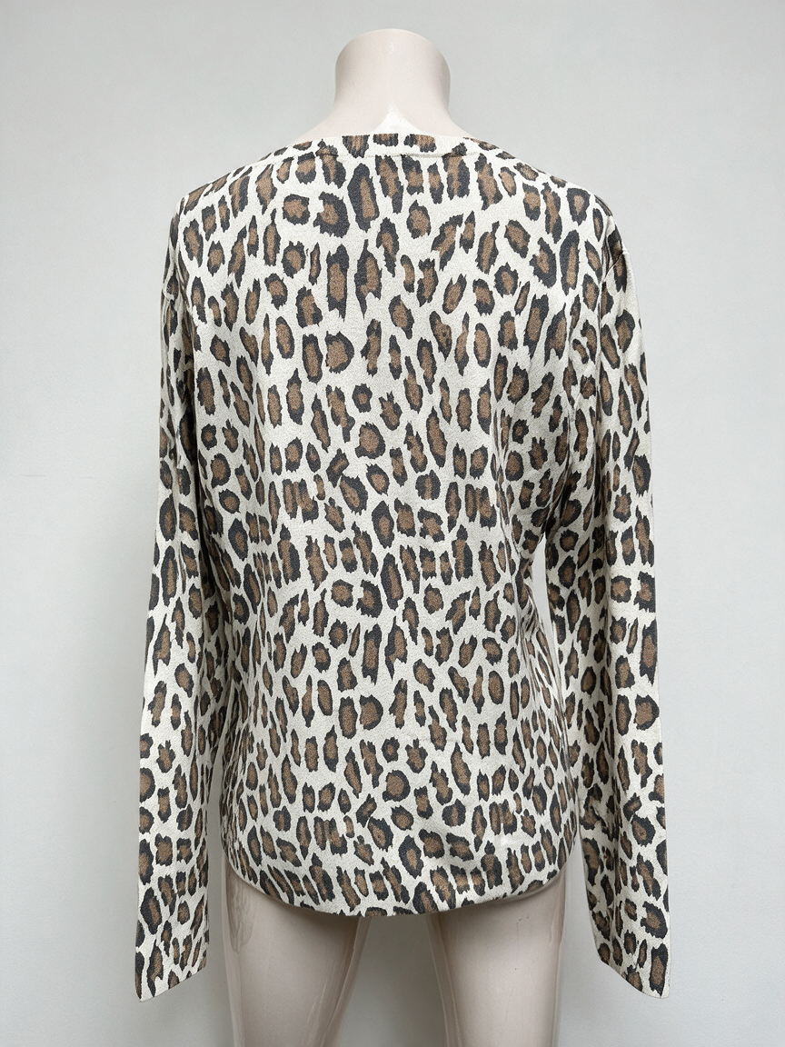 GERARD DAREL - Vest - panterprint, ronde hals, knoopsluiting - M