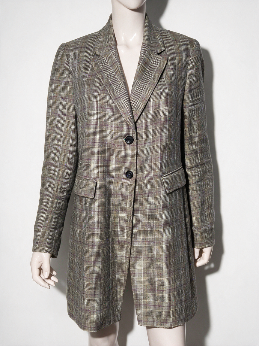 PURDEY - Blazer - linnen, ruitpatroon, getailleerde pasvorm - XL