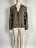 KIMARA - Blouse - taupe, goudkleurige knopen, subtiele glans - XS